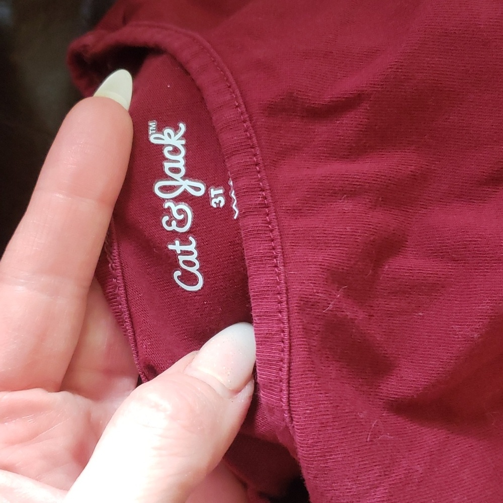 3T Cat & Jack matching set maroon red with sparkle - Picture 3 of 5
